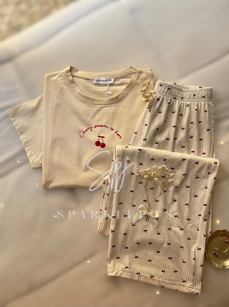 Cherry Dream Ribbed Pajama Set