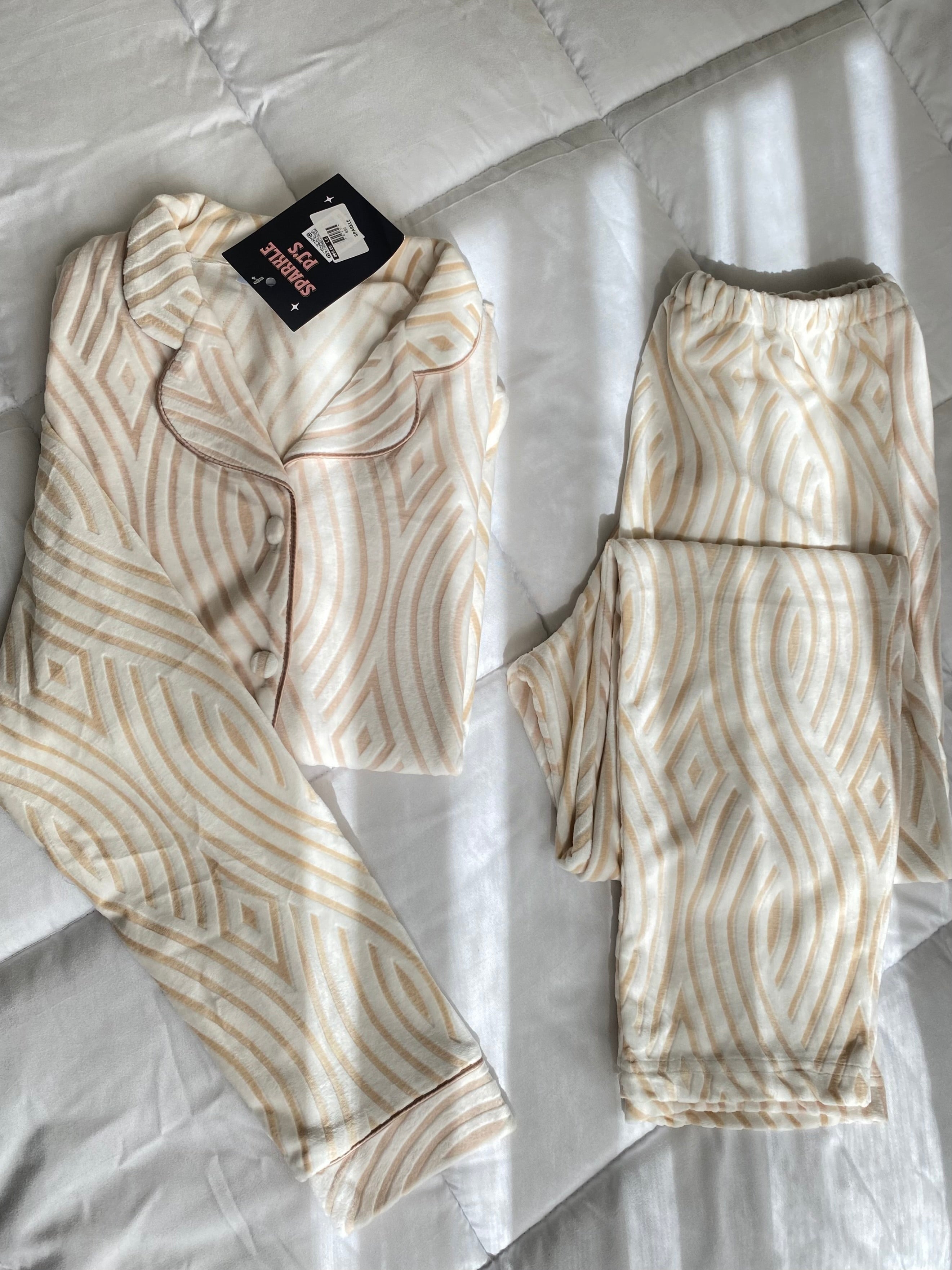 Soft fur striped pajama