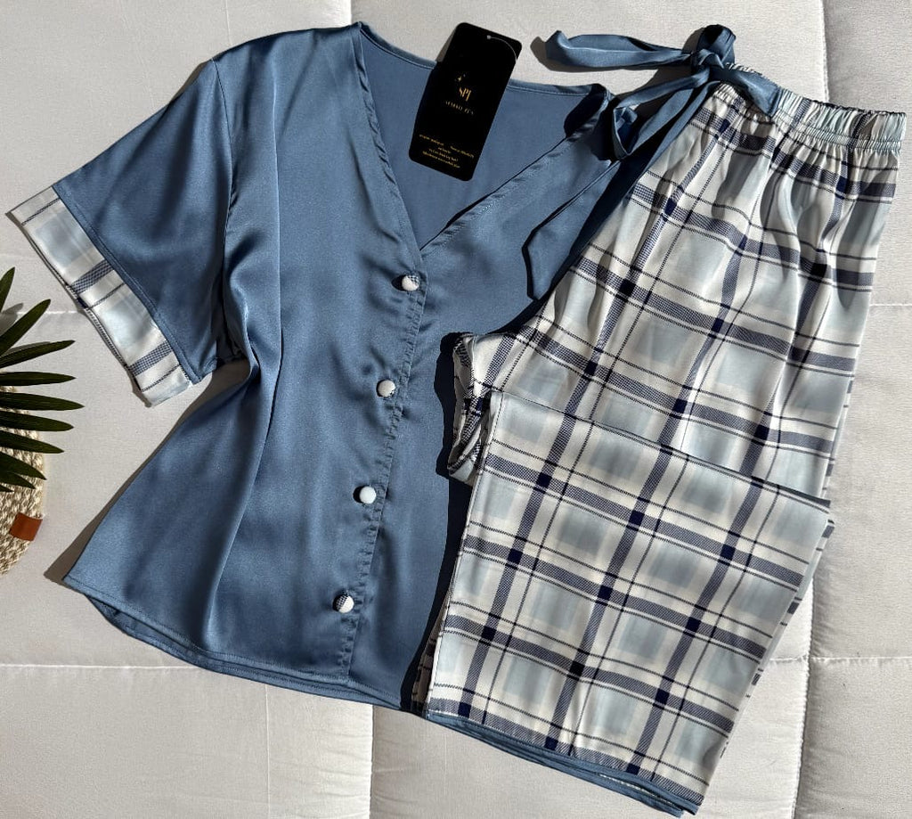 Satin Plaid Bermuda PYJ