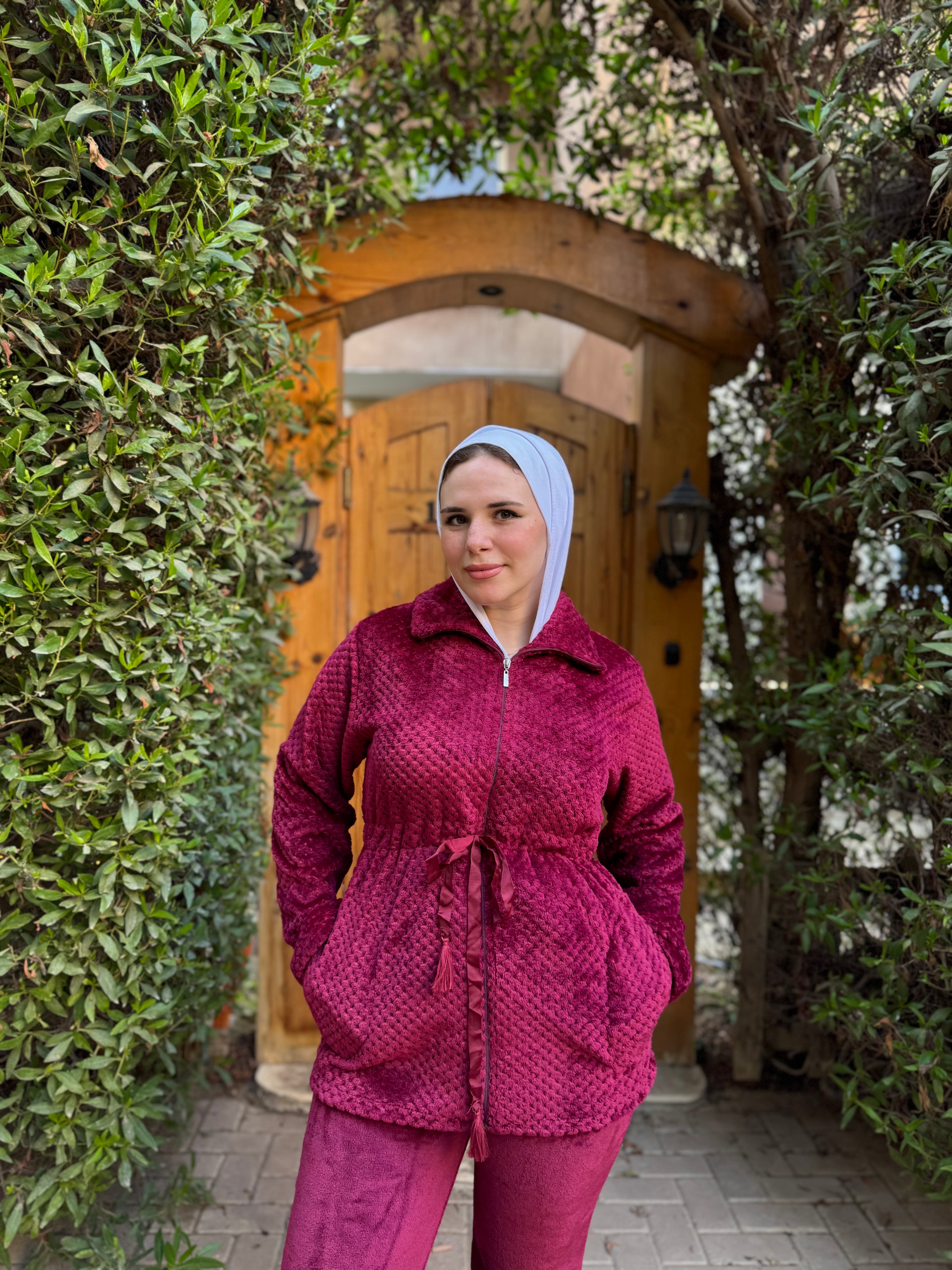 Fur pajama with front zipper