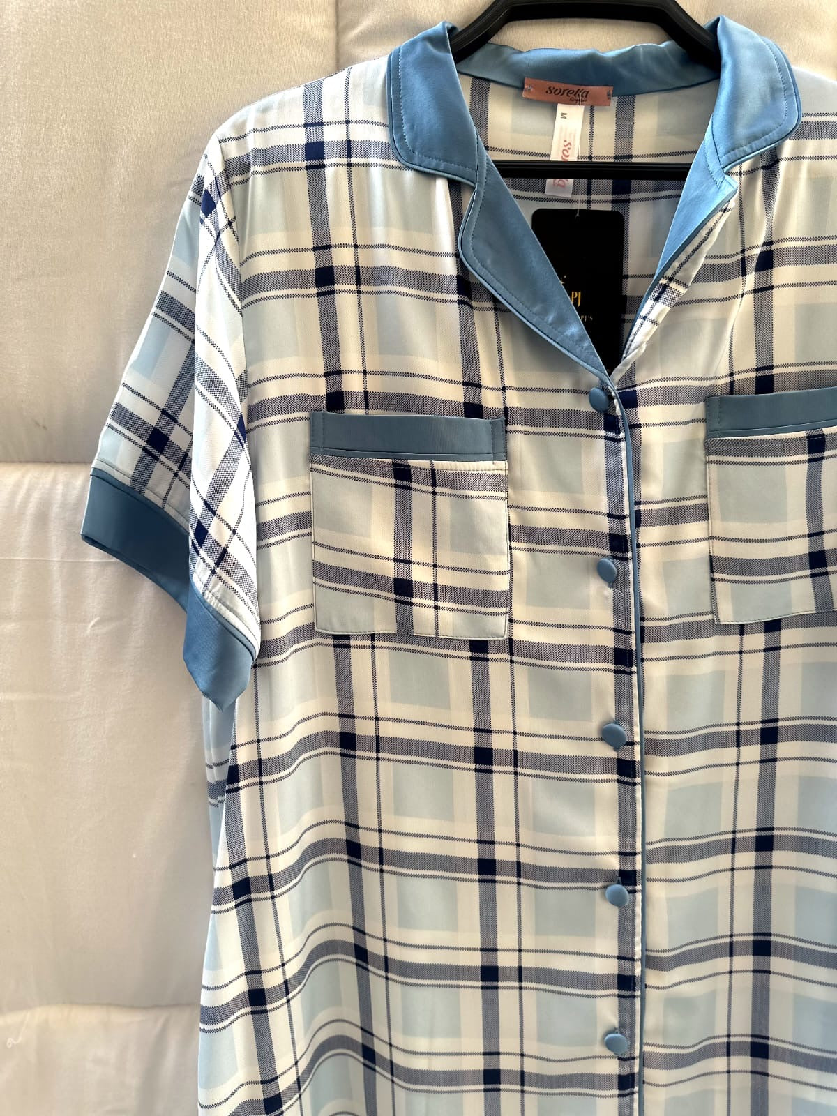 Satin Plaid  Night dress