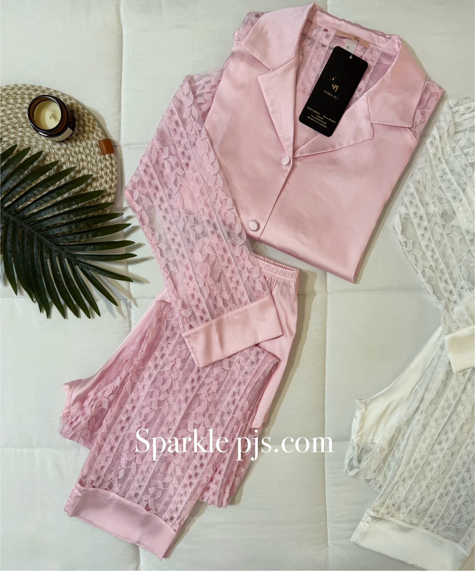 Matching lace-trimmed pants
